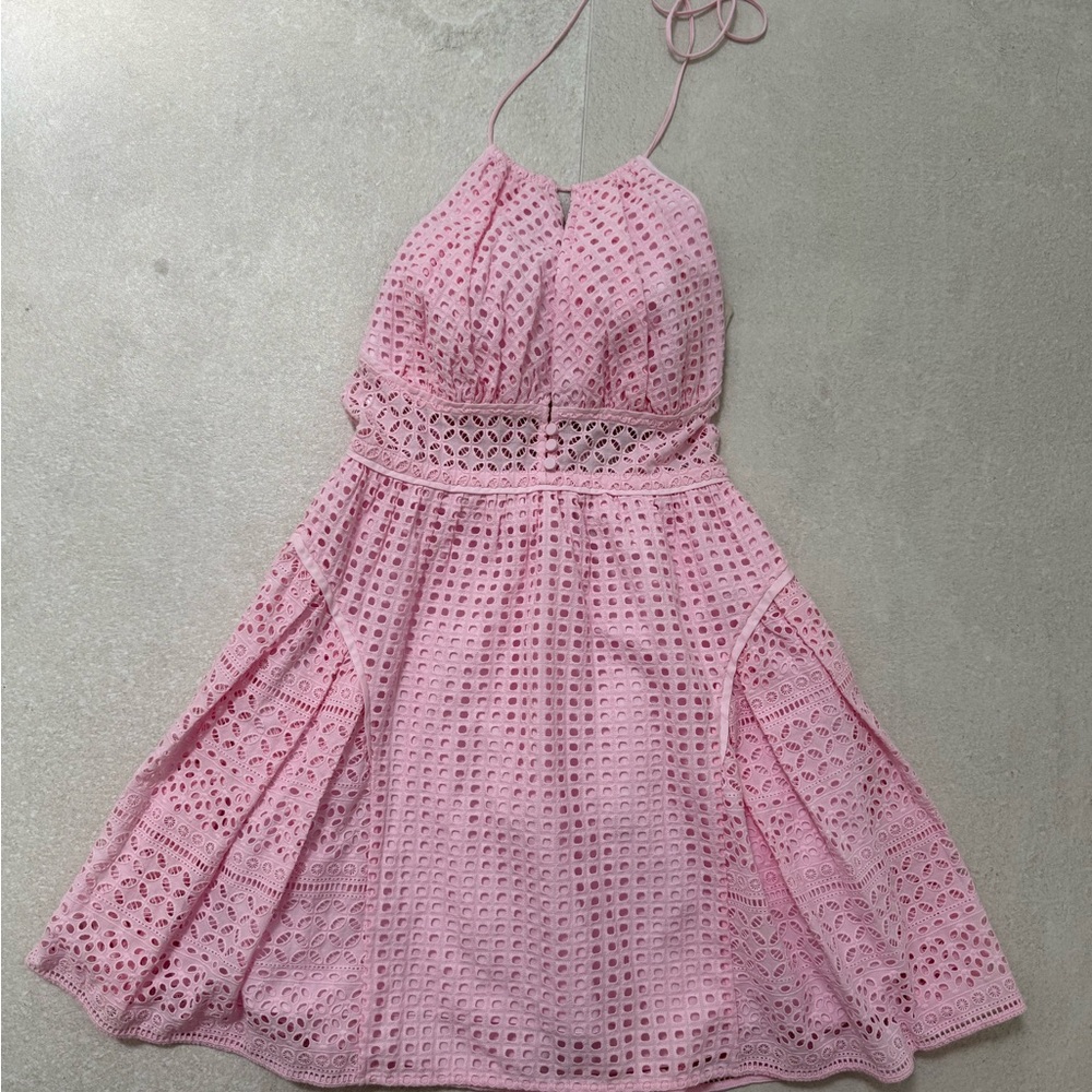 Self-Portrait Pink Lace Mini Dress